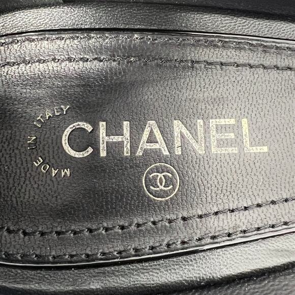 Chanel Black Leather Quilted Silver Metal Heel Pumps Classic Size 39.5 EU - Picture 7 of 11